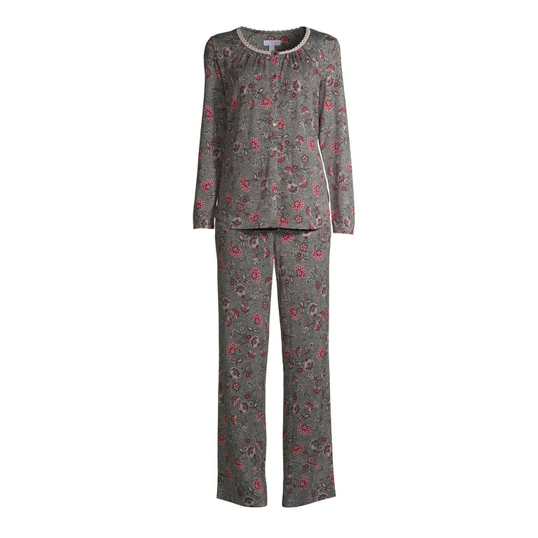 Secret Treasures Women's and Women's Plus Traditional V-Neck Long Sleeve  Top and Pants Pajama Set 