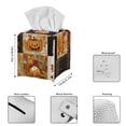 thumbnail image 3 of POLERO Tissue Box Holder - Square PU Leather Tissues Cube Box Cover Waterproof -Thanksgiving Decorative Car Facial Tissue Holder on Table and Barthroom, Pumpkin Dwarf, 3 of 7