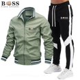 thumbnail image 3 of 2024 Conjuntos de chándal para hombre Conjuntos de sudadera y pantalones de chándal con cremallera y cuello alto Traje deportivo para correr Fitness, 3 of 5