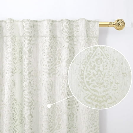 

Patterned Curtains Drapes 120 Inch Long For Living Room 2 Panels Extra Long 50% Blackout Black Out Light Filtering Back Tab Boho Print Pattern 10Ft Length Ceiling Curtains For Tall Window Cream Beige