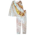 thumbnail image 4 of Renewold Cozy Pajamas Set for Women Jade Color Marble Print Sweatpants Long Sleeve Pullover Pajamas Sets Home Vacation Casual Pajama Lingerie Size M, 4 of 5