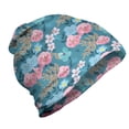 thumbnail image 1 of Floral Unisex Beanie, Flourishing Victorian Vibes, Hiking Outdoors, Sea Blue Pale Pink, by Ambesonne, 1 of 1
