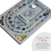 The Beadsmith Bead Board with Cover, Grey Flocked, 3 U-Shaped Channels, 6 Recessed Compartments, 9.75 x 13.25 inches, Design Boards for Creating Bracelets, Necklaces and Other Jewelry