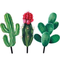 Deago 3 Pcs Acrylic Realistic Cactus Garden Plant Stakes for Outdoor Lawn Patio Yard Decor Art Flower