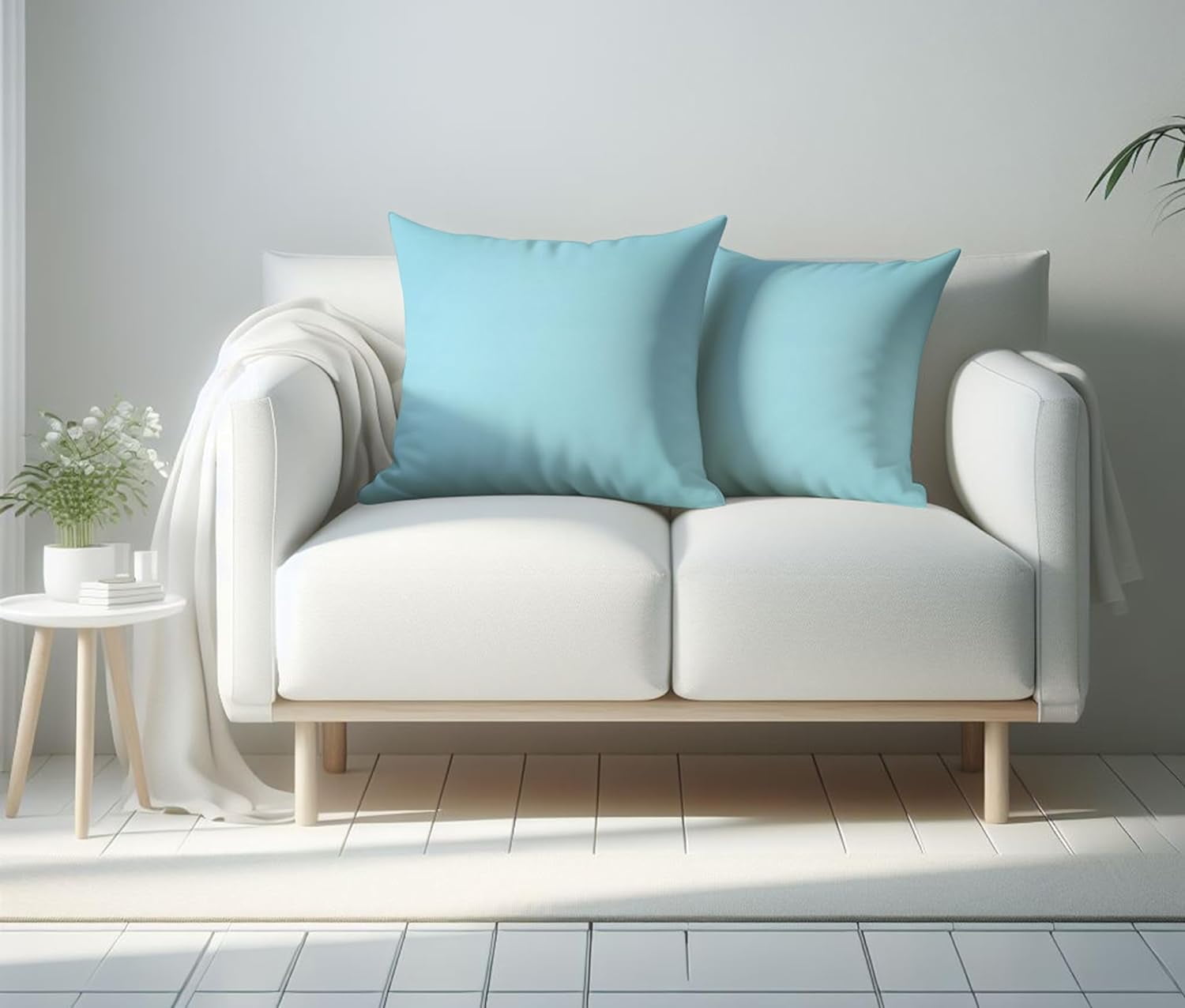 A1HC Hypoallergenic Down Alternative Pillow Inserts, 20x20 in, Square, Pack of 2, Light Blue