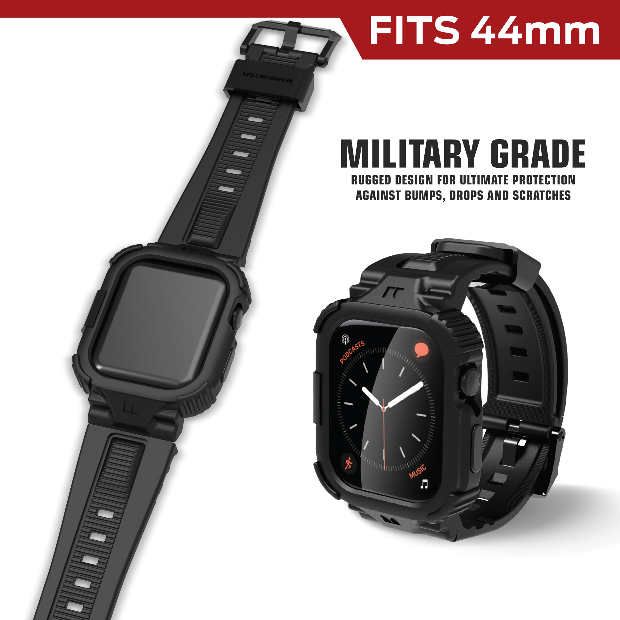 Monster Rugged Apple Watch Band with Protective Case 44mm photo 2
