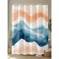 thumbnail image 4 of Blue Coastal Stall Shower Curtain, Waterproof Shower Curtains for Bathroom, Summer Beach Nautical Beige Oil Painted Washable Fabric Cloth Bath Curtain for Bathtub Decoration with Hooks 36x72 Inches, 4 of 6