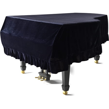 NANAHuang Velvet Grand Piano Cover Dustproof Baby Piano Cover Decorative Full Piano Cover Cloth Soft Bordered Triangle Decorated Protective Cover Cloth (BLACK)