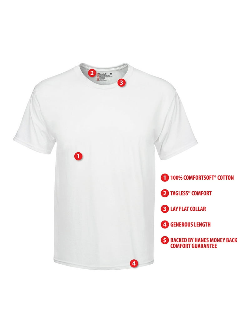 Hanes Men's Super Value Pack White Crew T-Shirt Undershirts, 10