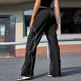 thumbnail image 5 of Gibobby Pantalones cargo para mujer Pantalones casuales sueltos con correa de múltiples bolsillos para mujer Pantalones tejidos de ropa de trabajo recta de cintura(Negro,XL), 5 of 5