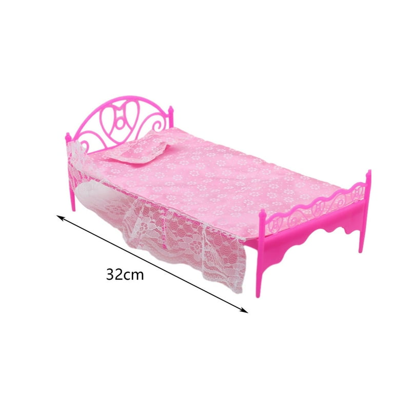 Baby Doll Bed with Quilt Pillow and Mattress Set Dollhouse Ornament Kids Pretend Play Toy for 15 27cm Doll Furniture Toys Walmart