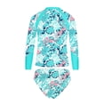 thumbnail image 2 of CHICTRY Floral Rash Guard Sets for Girls Upf 50+ Long Sleeve Swim Shirts with Brief Beach Tankini Palm Leaves 10, 2 of 5