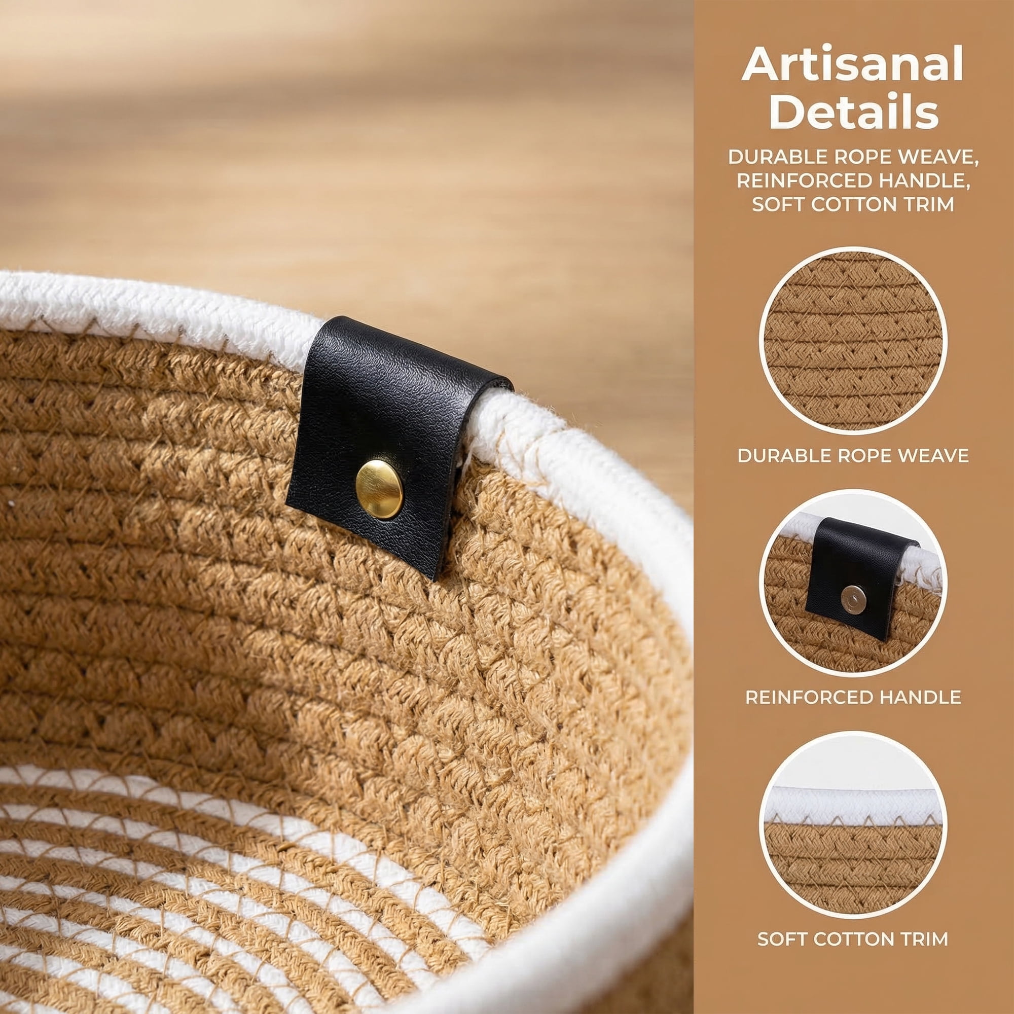 Unique Bargains Woven Storage Basket for Key Tray Bowl Khaki 8.3*8.3*3.5in