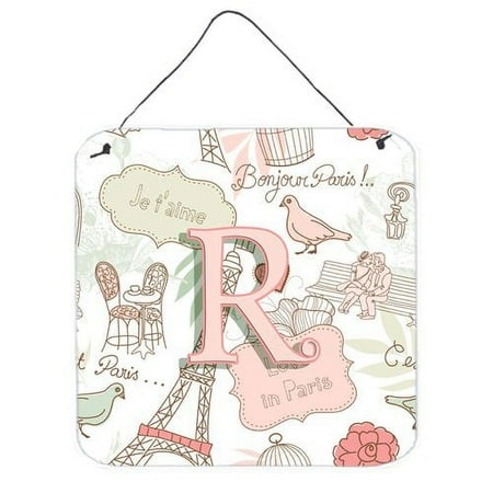 Monogram Letter Love in Paris Pink Wall or Door Hanging Prints