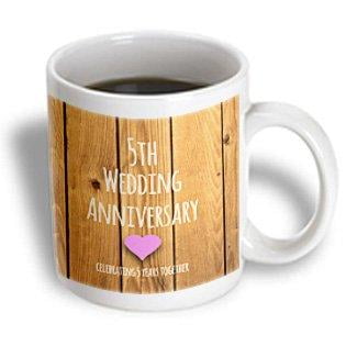 3dRose 5th Wedding Anniversary gift - Wood celebrating 5 years together - fifth anniversaries five yrs, Ceramic Mug, (Best 5 Year Anniversary Gift)