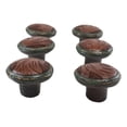 thumbnail image 3 of Set Of 6 Western Rustic Faux Tooled Leather Green Borders Cabinet Door Knobs, 3 of 4