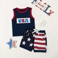 thumbnail image 2 of TOWED22 Baby Boy Summer Clothes Contrast Color Sleeveless Tank Top Shirt Retro Shorts Toddler Boy Summer Outfits（Z16-Dark Blue,2-3 Y）, 2 of 6