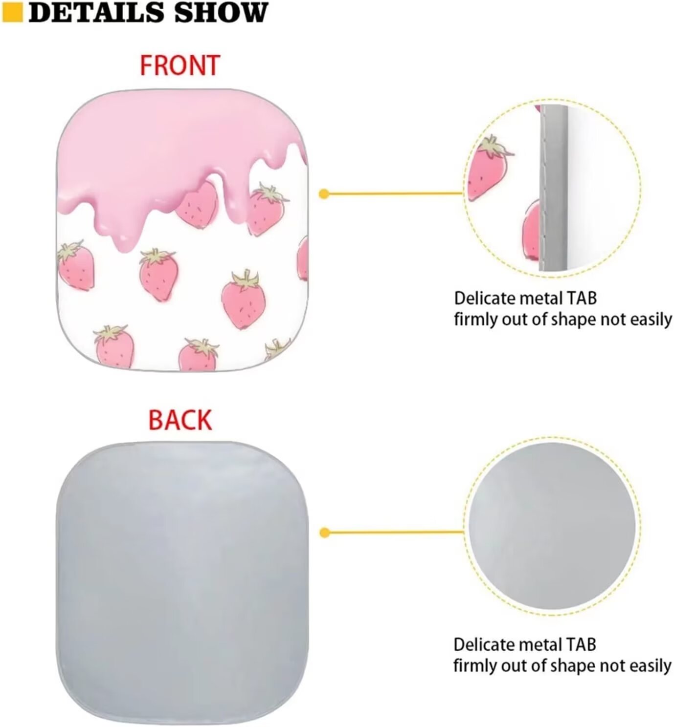 CYU SHOP Pink Strawberry Cream Car Sun Shade, 2-Pack photo 4