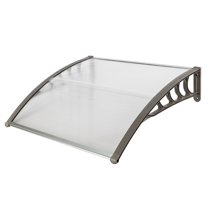 40 inch x 38 inch Window & Door Awning, Canopy Polycarbonate Cover Patio Sun Shetter for Outdoor Front Door, Transparent Plate Grey Holder