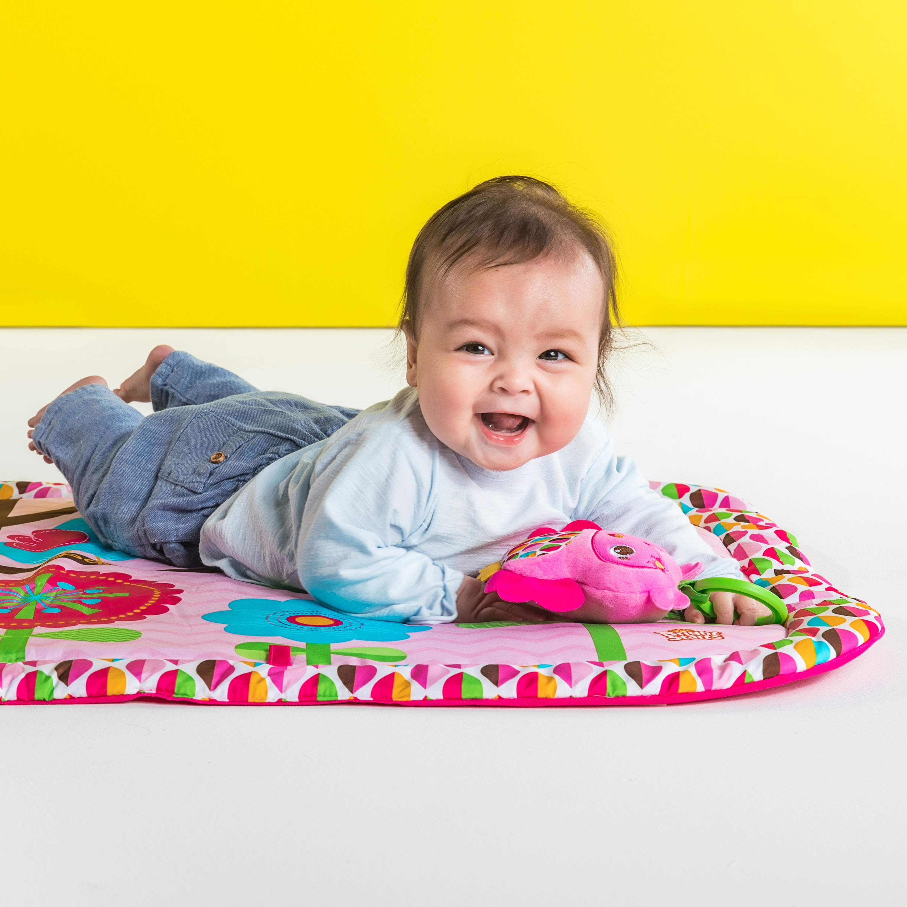 Bright Starts Charming Chirps Activity Gym and Play Mat with Take-Along Toys, Ages Newborn + - image 4 of 12