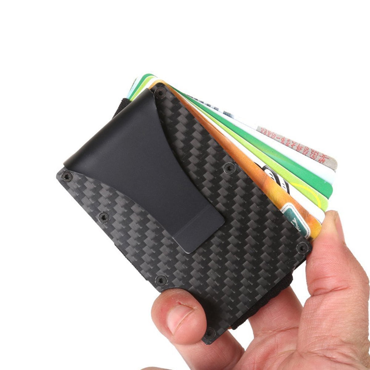 Dayree Carbon Fiber Slim Front Pocket Wallet RFID Blocking Mens Money Clip Matte Finish Credit Card Holder 