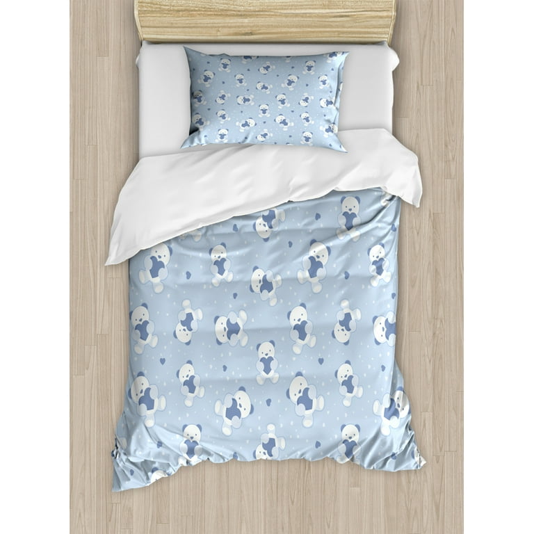 Blue teddy online duvet set