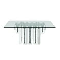 thumbnail image 2 of 47 Inches Glass Top Coffee Table with Faux Stone Inlay, Silver - Saltoro Sherpi, 2 of 5