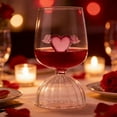 thumbnail image 3 of Valentine’s Pink Heart-Wing Lowball Glass - Double-Ended Crystal Tumbler with Striped Design, Romantic Wine & Dessert Glass for Couples, Elegant Love-Themed Drinkware for Date Nights, 350ml, Pink, 3 of 8