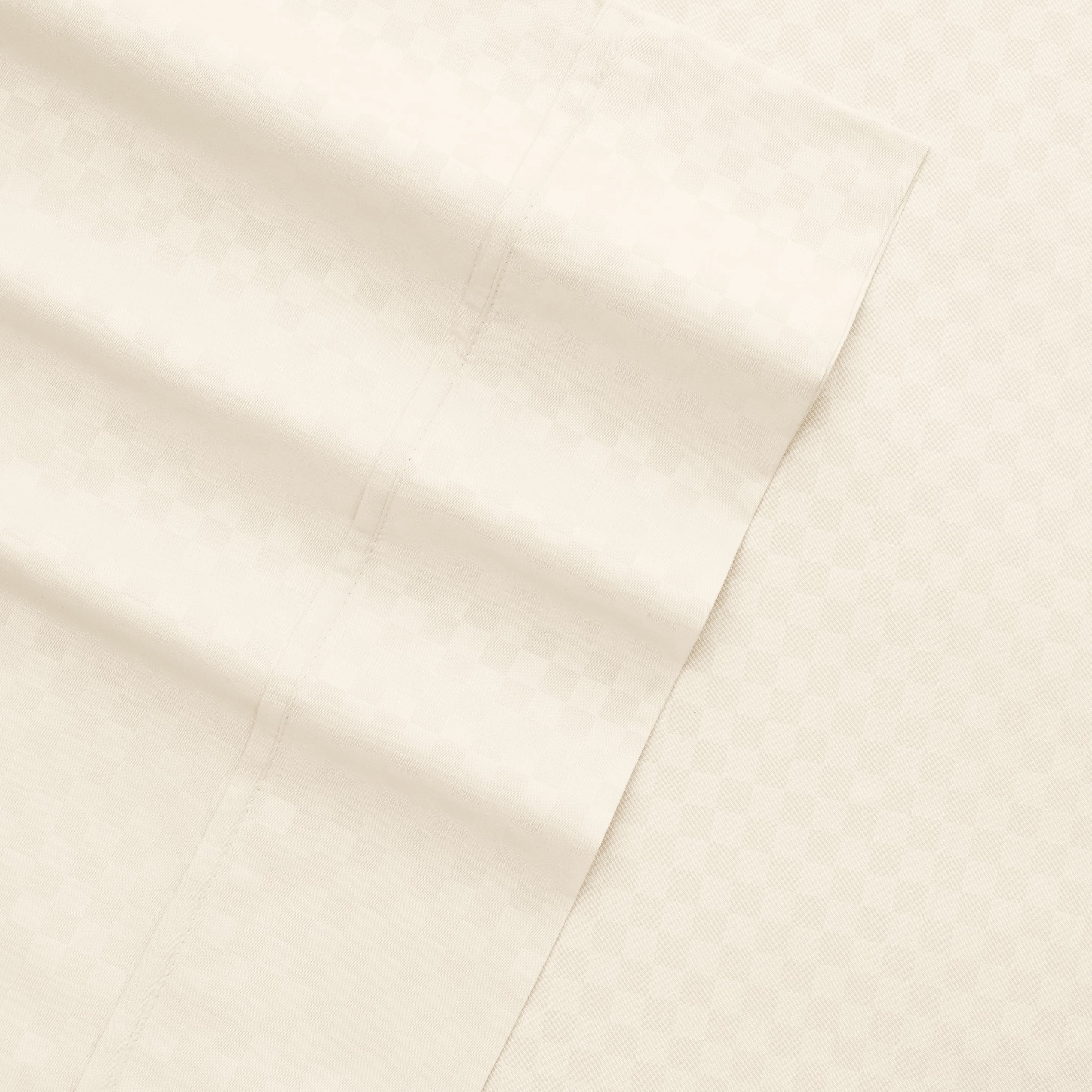 Noble Linens 4 Piece Ivory Checkered Embossed Bed Sheet Set, CalKing