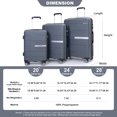 thumbnail image 3 of Hard Shell Luggage Hardshell Suitcase Double Spinner Wheels PP Luggage Sets Lightweight Durable Suitcase with TSA Lock,3-Piece Set (20/24/28) , Gray,Carry On Hard Shell Luggage, 3 of 19