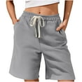 thumbnail image 2 of Fengqque Women's Corduroy Running Short Summer Drawstring Elastic Waisted Comfy Casual Sweat Women's Shorts Gray XXXXL(XXXXL), 2 of 6