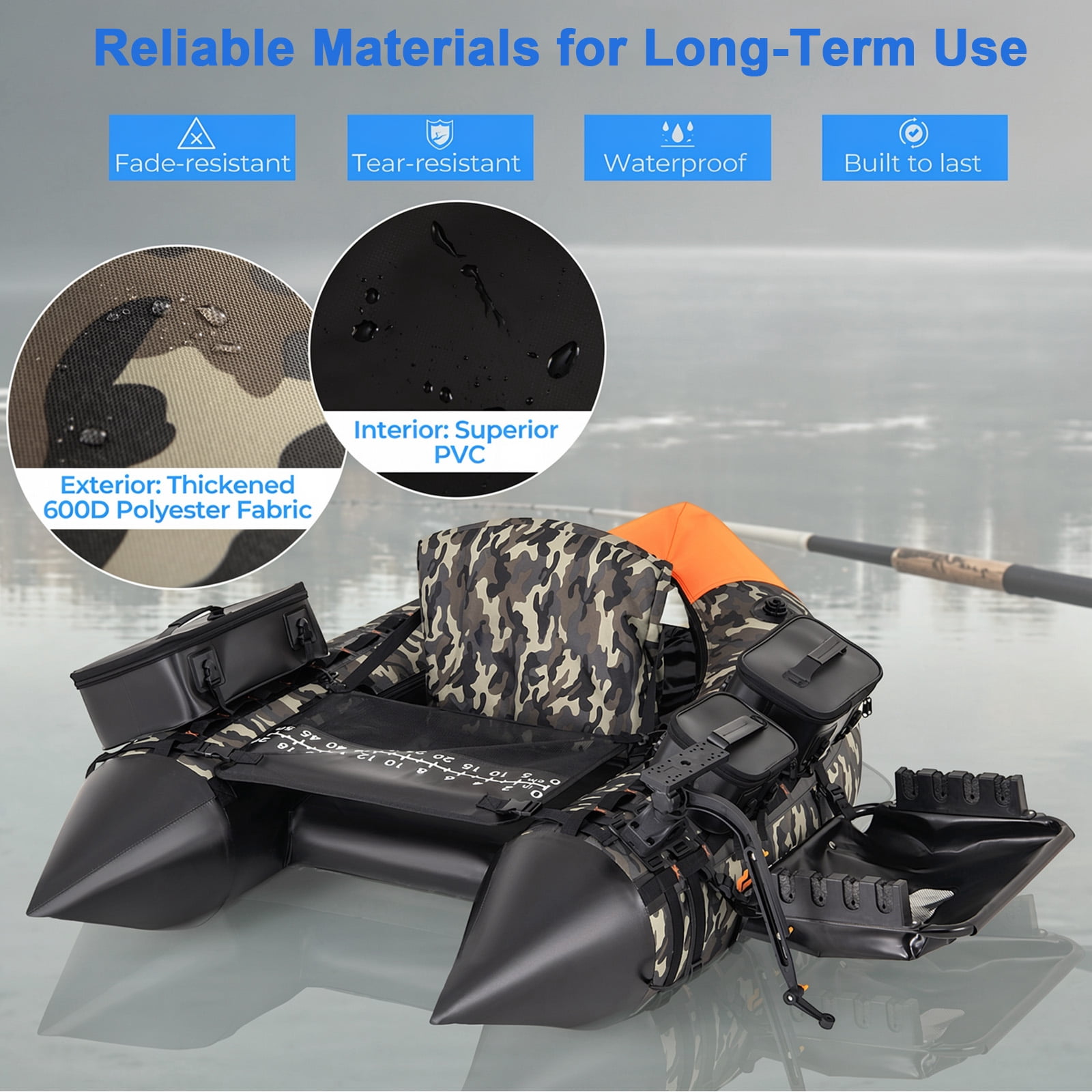 Airfind Inflatable Fishing Boat with 3 Storage Boxes-Camo