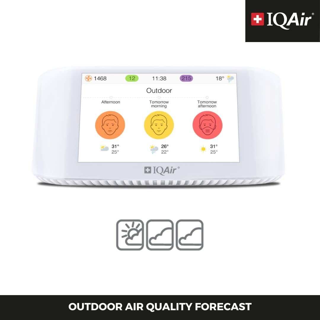 IQAir Air Quality Monitor Indoor, White, Swiss Design, Professional Grade,1 Count per Pack, Assembled Product Height 3.5 in