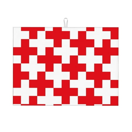 

Sigee Red Cross 1 for Dish Drying Mat for Kitchen Counter Premium Kitchen Drying Mat 18 x 24 Dish Drying Pad