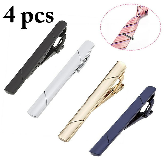 4PCS Tie Clips Classic Metal Minimalist Tie Bar Clips Necktie Clips for Men