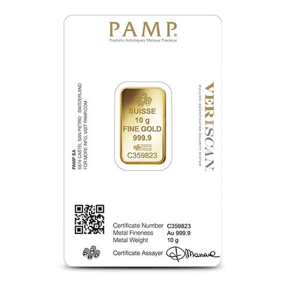 Pamp Suisse Lady Fortuna 10 Gram Gold Bar - Large Assay Card
