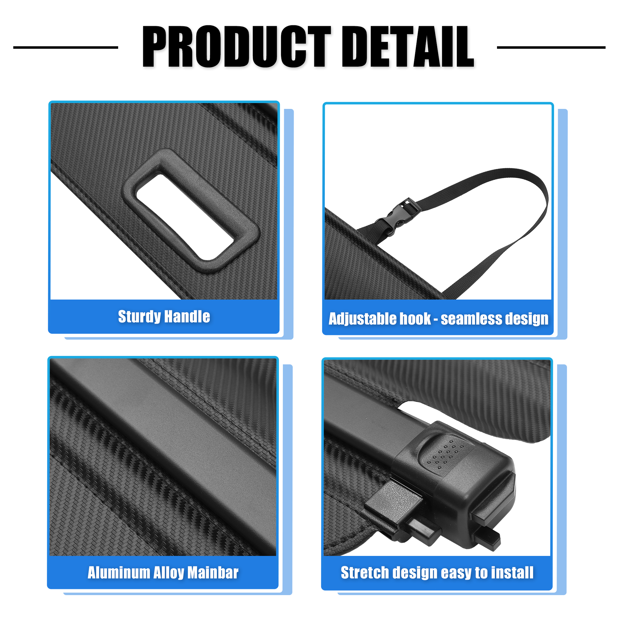 Unique Bargains Retractable Cargo Rear Trunk Cover for Honda HRV 2015-2022 Black
