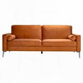 thumbnail image 4 of Modern Orange Velvet Sofa 220×80×75cm with Metal Legs, 4 of 10