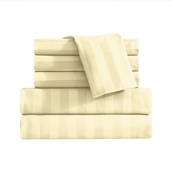 Elegant Comfort 6 Piece Bed Sheets Polyester California King Off-White 1800 Thread Count