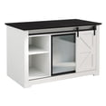 thumbnail image 6 of 46" Farmhouse Cat Litter Box Enclosure with Sliding Barn Door, White Large Hidden Acrylic Door Cat Cabienet with LED Light, Cat Washroom Furniture with Storage Cabinet, Cat House Nightstand, 6 of 7