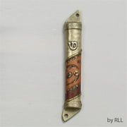 Decorated Pewter Mezuzah ''Gold Harmony'' - 4''