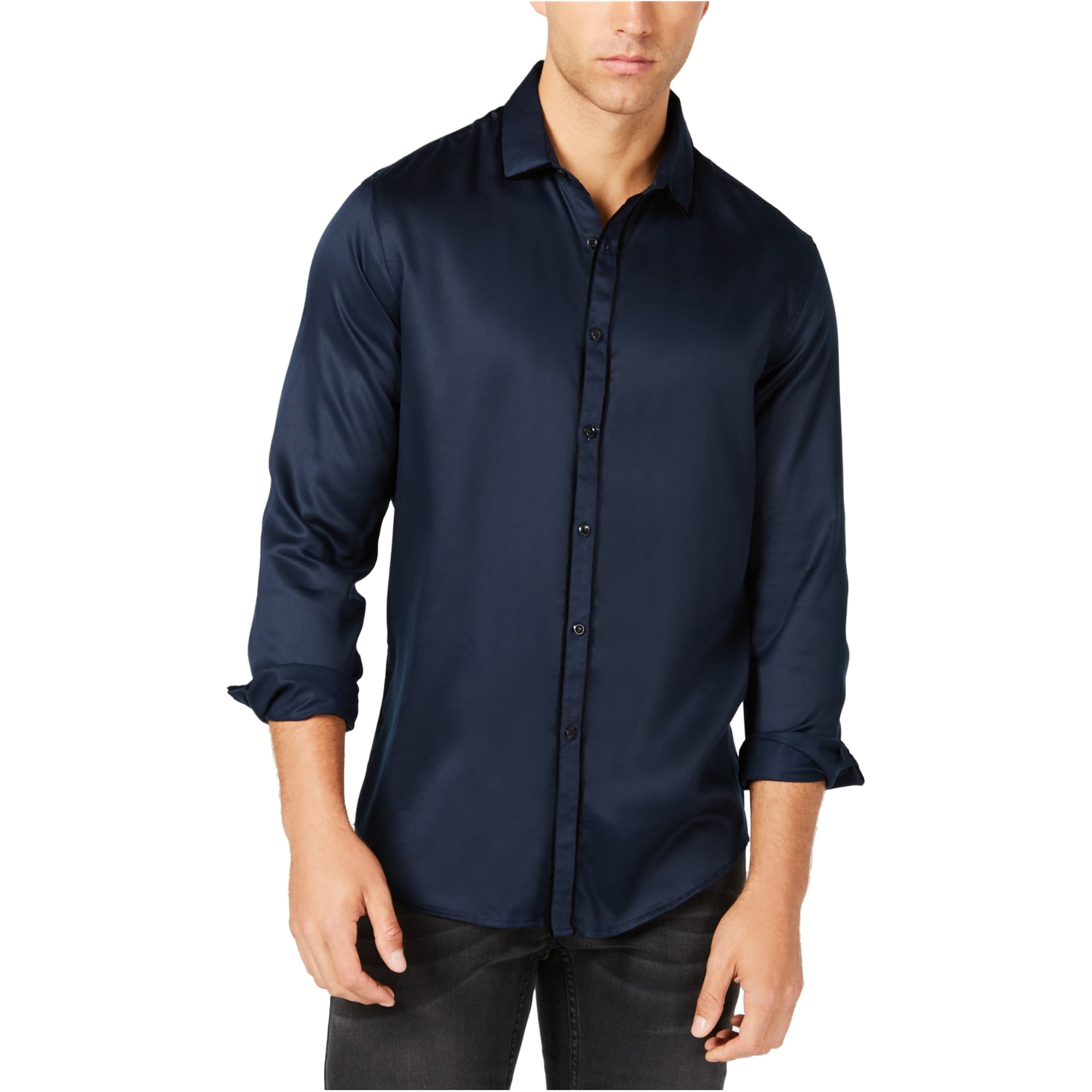 INC Mens Party Pajama Button Up Shirt, Blue, XSmall