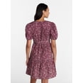thumbnail image 3 of Time and Tru Women's and Women's Plus Cotton Mini Dress with Puff Sleeves, Sizes XS-4X, 3 of 5