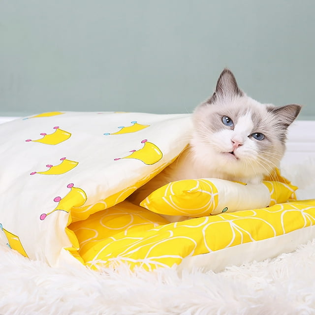 Jusqu'à 65 % de Réduction sur les Lits pour Chat SMihono, Sac Amovible, Canapés, Tapis Moderne, Lit Rond en Peluche Douce pour Chats, Mini Lit Moyen Auto-Chauffant Automne Hiver Intérieur