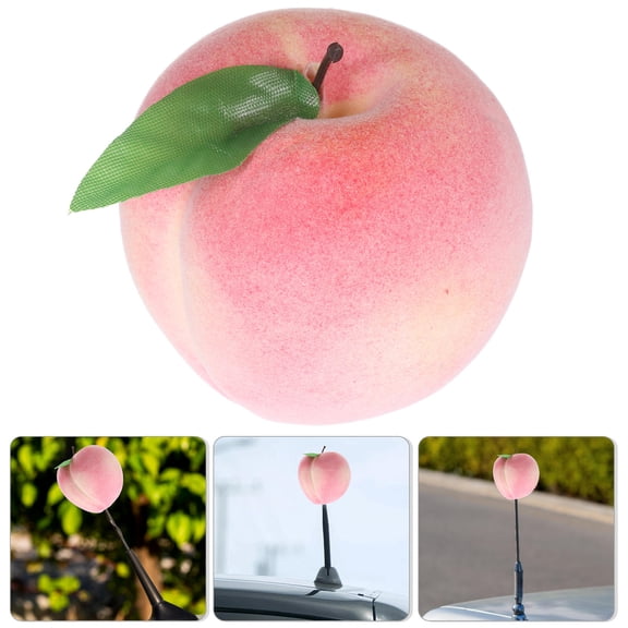 OUNONA Car Antenna Decoration Realistic Fake Peach Topper Universal Car Roof Mounted Antenna Faux Fruit Decor For Auto Halloween And Party Decorations