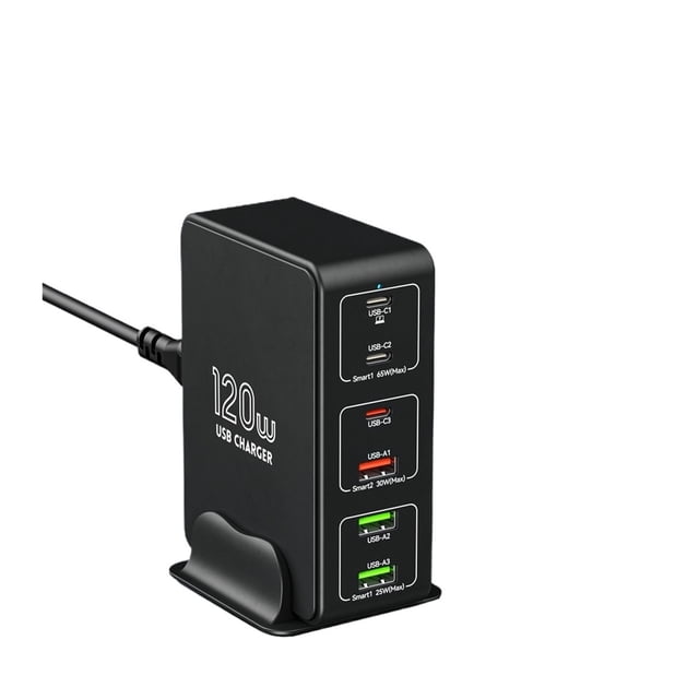 120W USB Type C Charger 6 Ports Desktop Charging Station PD 65W Fast Charger For Laptop Tablet ,Portable Station
