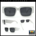 thumbnail image 3 of Womens Thick Temple Square Rectangle Sleek Plastic Clean Sunglasses White - Black, 3 of 8
