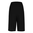 thumbnail image 6 of OGLCCG Bermuda Shorts For Women Trendy Summer Casual Cotton Linen Shorts Elastic Waisted Wide Leg Knee Length Short Pants with Pockets, 6 of 7