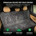 thumbnail image 3 of Plush Paws Products Velvet Rear Car Seat Protector w/ Hammock | Washable & Waterproof Back Seat Dog Cover for Car, Truck, & SUV | Nonslip, Tear Resistant Pet Seat Cover | X-Large London Grey, 3 of 6
