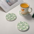 thumbnail image 2 of LNWH Non-Slip Decorative Drink Coasters, Absorbent Daisy Floral Green Pattern Drink Mats, 6PCS, 2 of 7